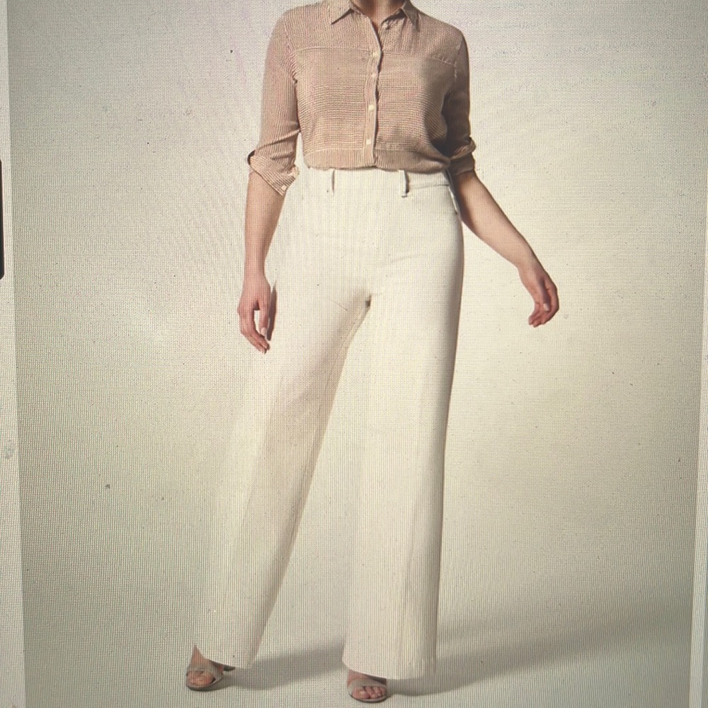 Spanx seamed front wide leg jeans ecru, size small NWT